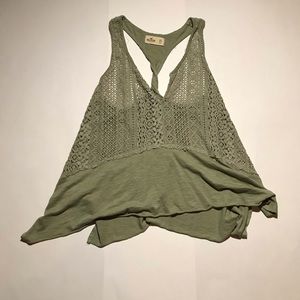 HOLLISTER GREEN TANK TOP WITH GREEN LACE🍀🥰
